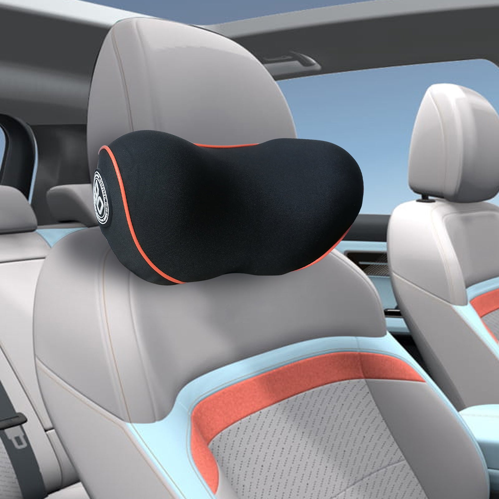 Really Comfy Car Headrest Pillow, Car Pillow for Driving with Adjustable Strap, Space Memory Foam Neck Pillow, Breathable Removable Cover - Travel Neck Pillow(Lightorange Side Rope)