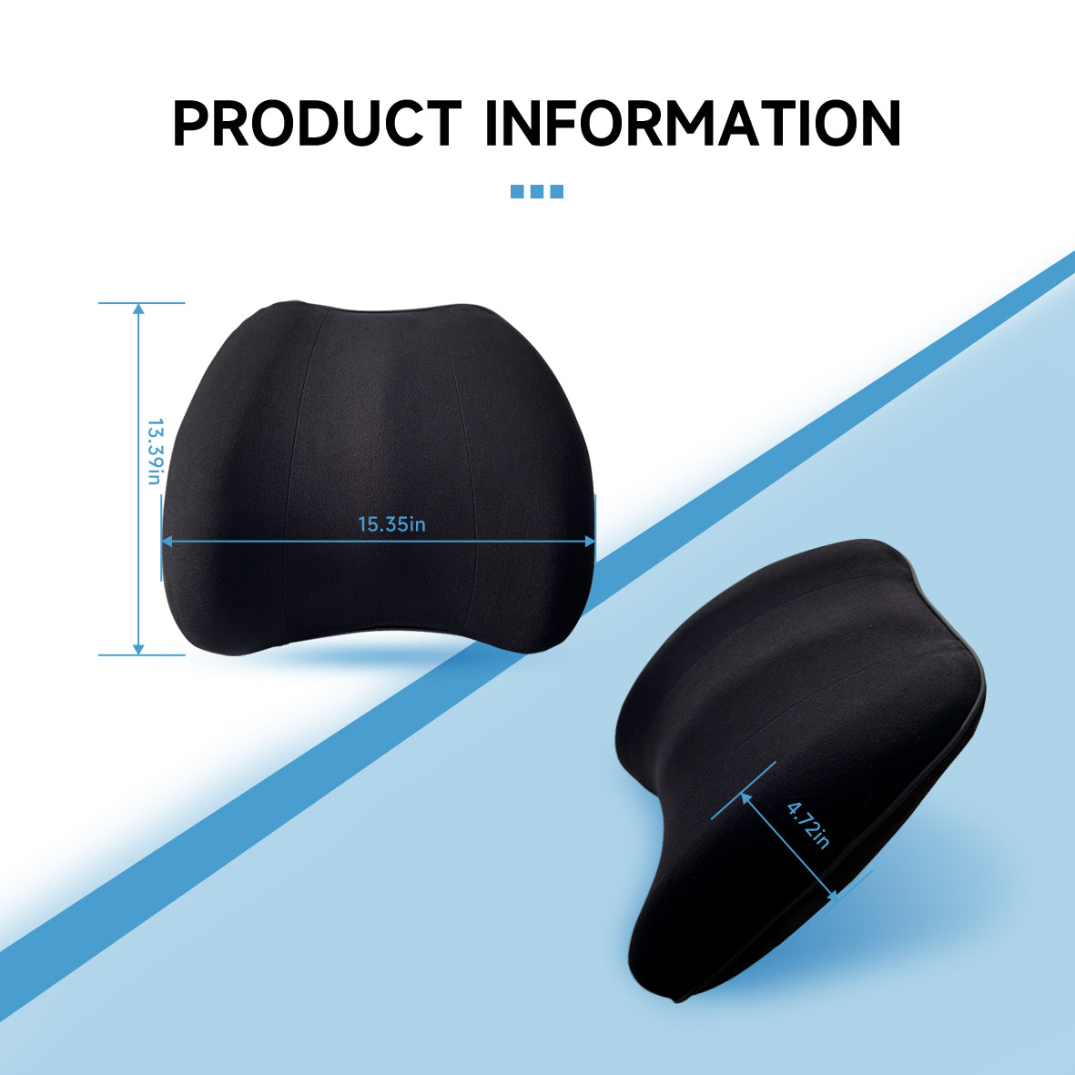 Really Plush Lumbar Support Pillow for Car Seat, Perfectly Balanced 100% Memory Foam Lumbar Pillow - Breathable Removable Cover & Ergonomic Design, Back Pillow for Back Pain Relief(Black, 1PC)