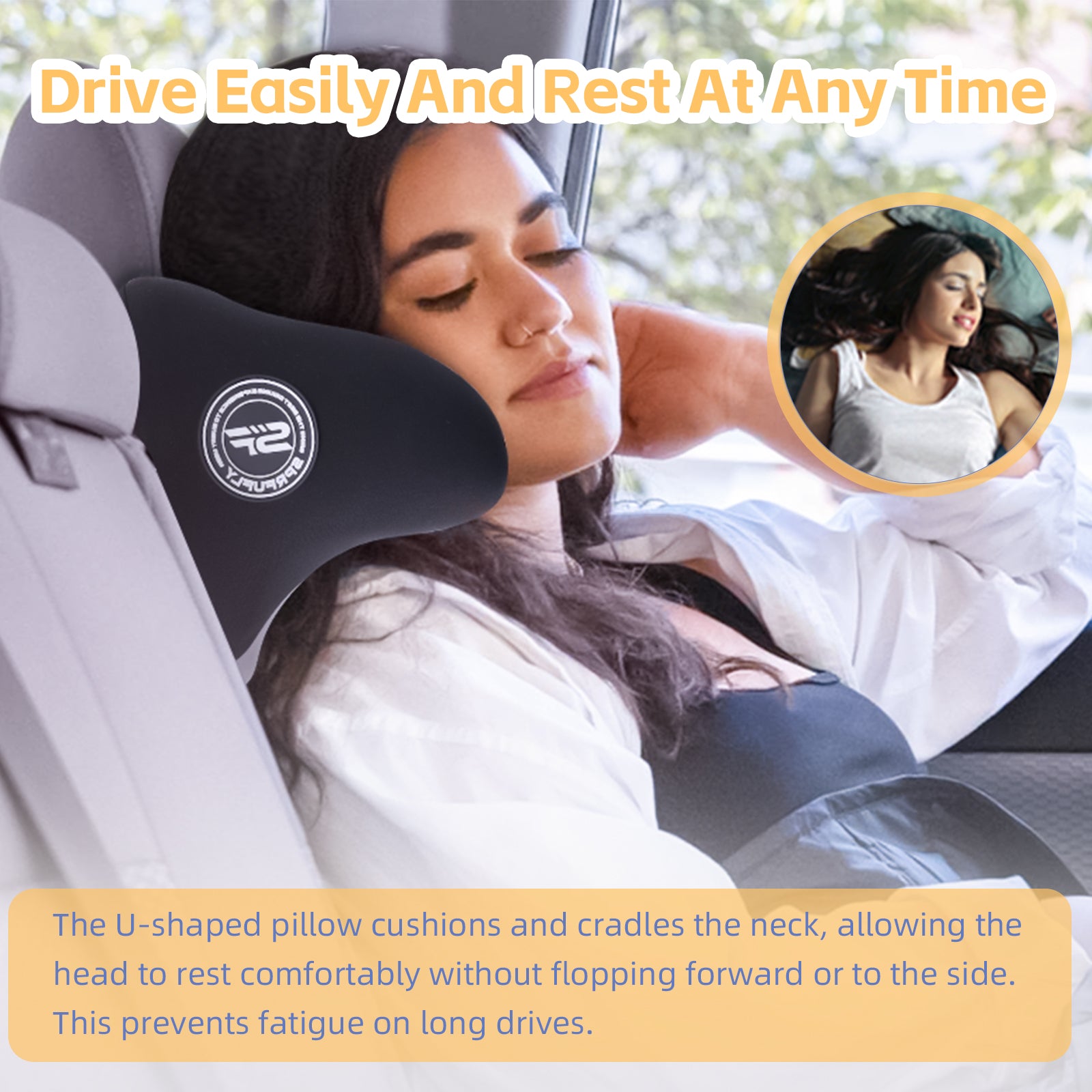 Really Useful Car Headrest Pillow, Car Neck Pillow for Sleeping with Adjustable Strap, 100% Memory Foam & Breathable Removable Cover, Ergonomic Design - Softness Road Trip Car Pillow(Gray, 1PC)