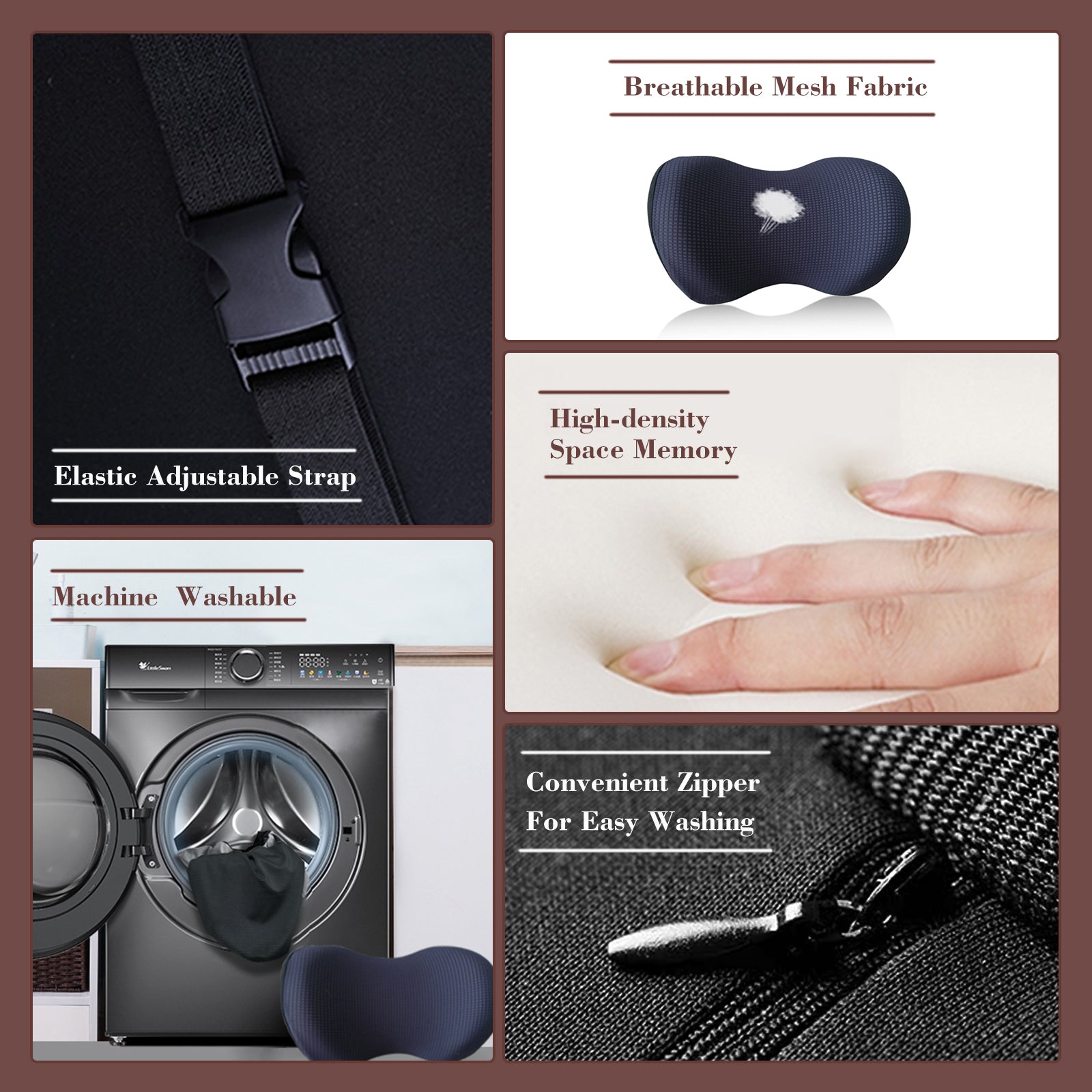 Really Cushiony Car Headrest Pillow, Car Pillow for Driving Seat with Adjustable Strap, Breathable Removable Cover & Ergonomic Design - Softness Office Travel Car Neck Pillow(Purple, 1PC)