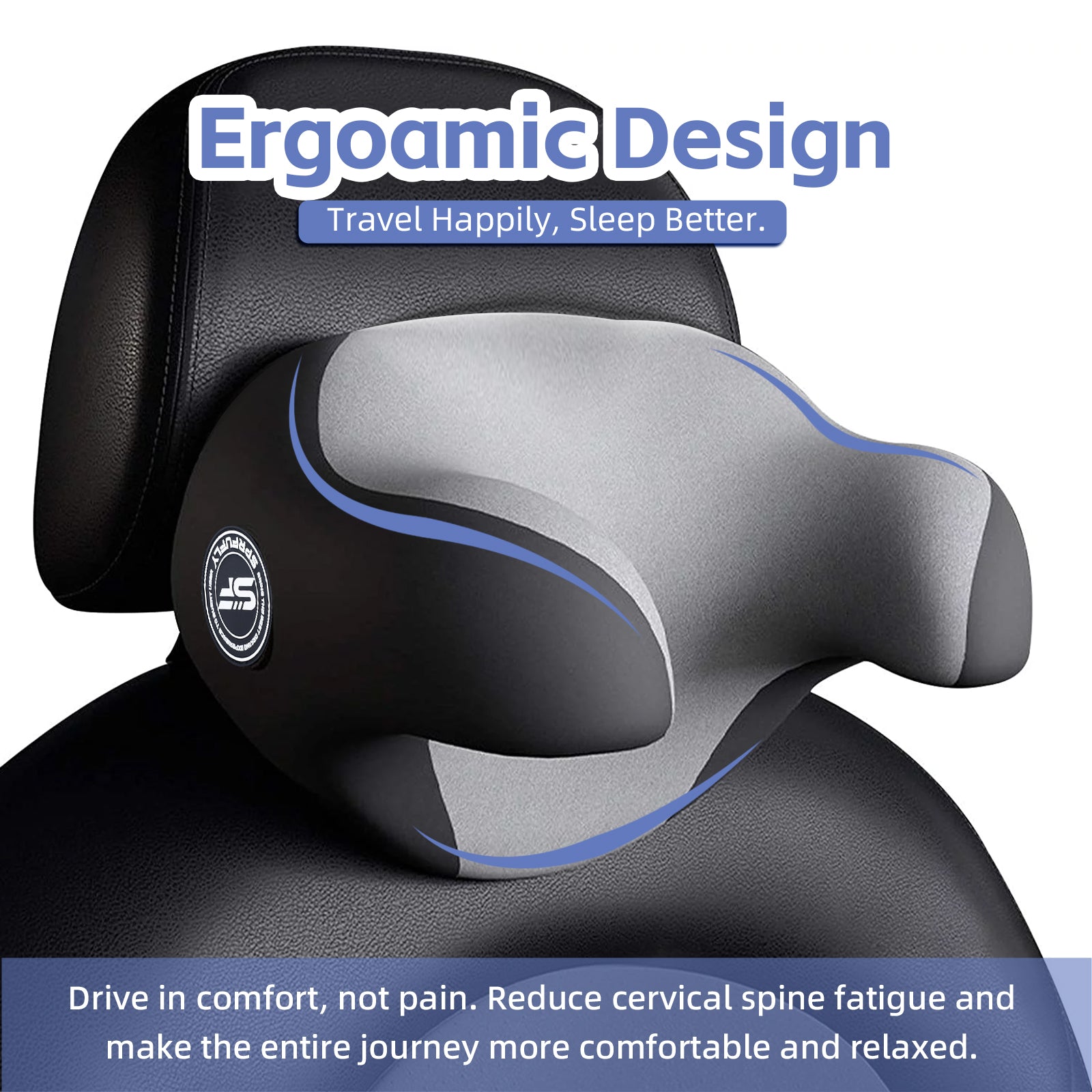 Really Useful Car Headrest Pillow, Car Neck Pillow for Sleeping with Adjustable Strap, 100% Memory Foam & Breathable Removable Cover, Ergonomic Design - Softness Road Trip Car Pillow(Gray, 1PC)