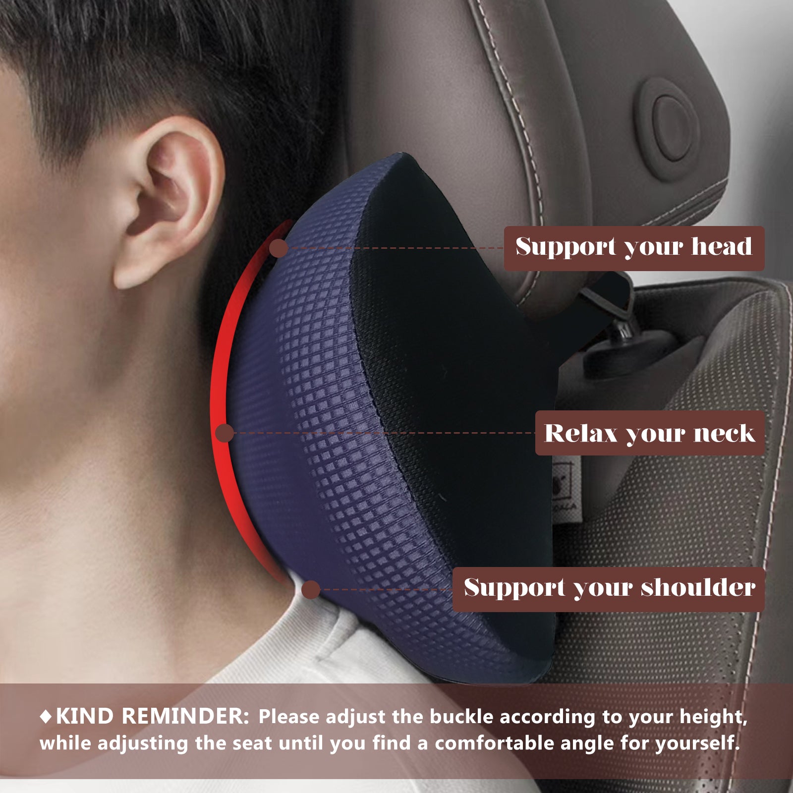 Really Cushiony Car Headrest Pillow, Car Pillow for Driving Seat with Adjustable Strap, Breathable Removable Cover & Ergonomic Design - Softness Office Travel Car Neck Pillow(Purple, 1PC)