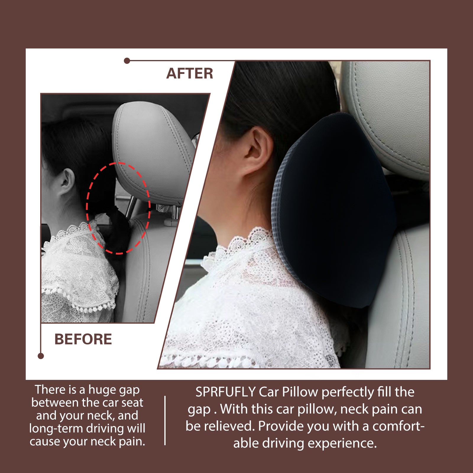 Really Cushiony Car Headrest Pillow, Car Pillow for Driving Seat with Adjustable Strap, Breathable Removable Cover & Ergonomic Design - Softness Office Travel Car Neck Pillow(Purple, 1PC)